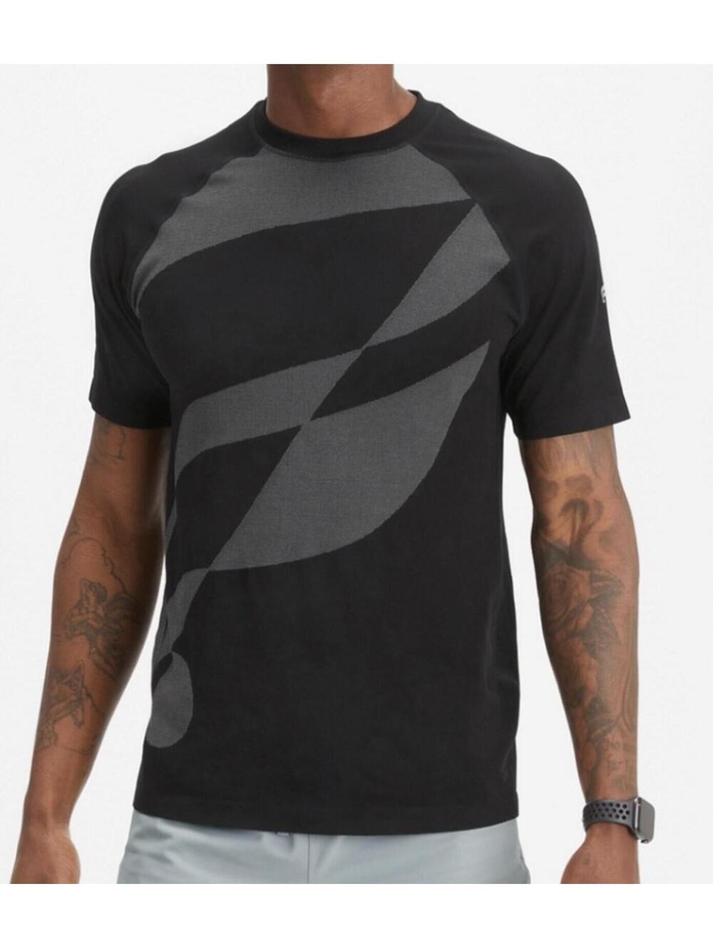 Fabletics The Training Day Tee Mens Large Black/Gray Abstract Short Sleeve Shirt
